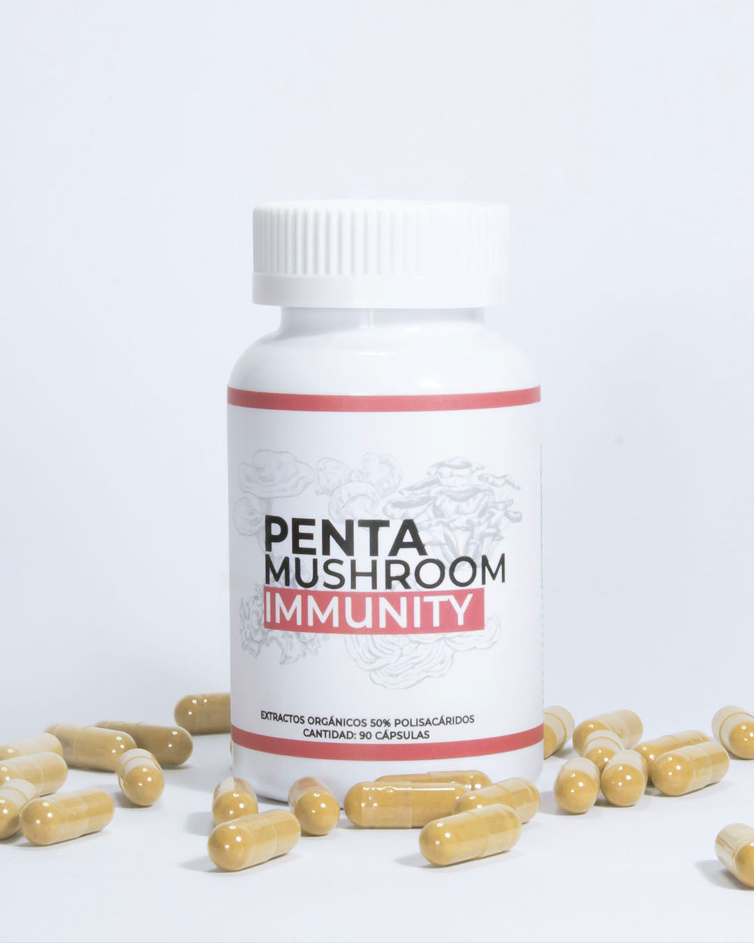 Penta Mushroom + Ashwagandha – 5 Hongos Adaptógenos | Extracto Dual | 90 cápsulas